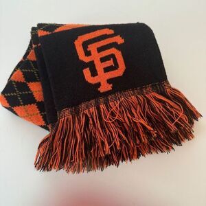 SF San Francisco Giants Baseball Wrap Scarf 62” Long‎ Orange Black Argyle